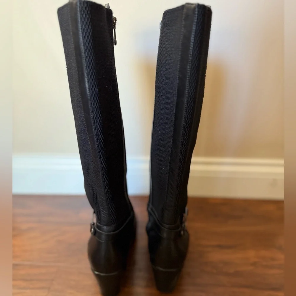 Blondo Laina Black Leather Wedge Knee-High Waterproof Boots-Size8